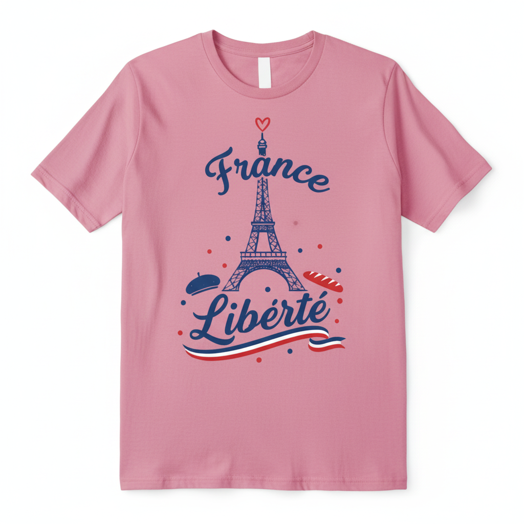 T-shirt France Liberté Rose
