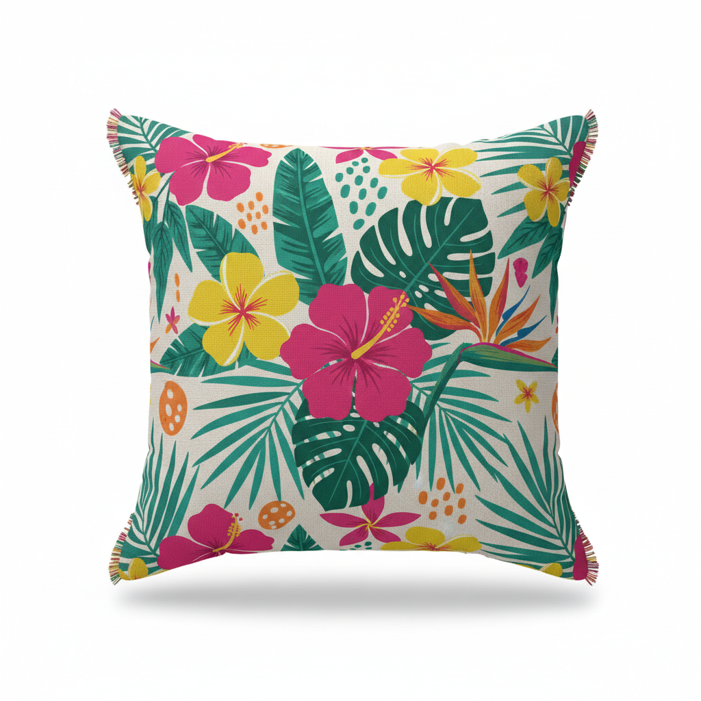 Coussin tropical floral VDP Créations
