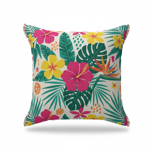 Coussin tropical floral VDP Créations
