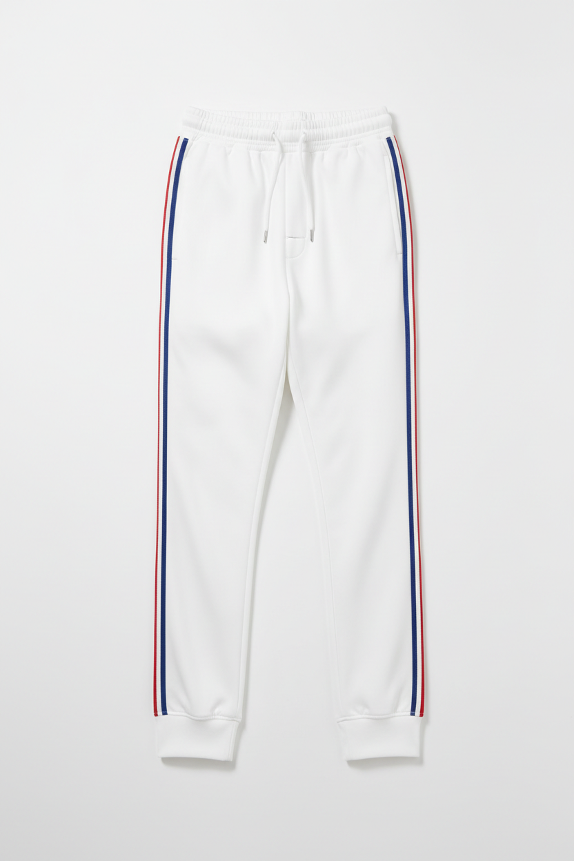 Pantalon Blanc Bandes Tricolores France