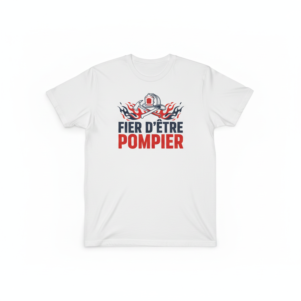 T-shirt Pompier Fier d'être Pompier — Cadeau Héros du Feu | Vdpcréations
