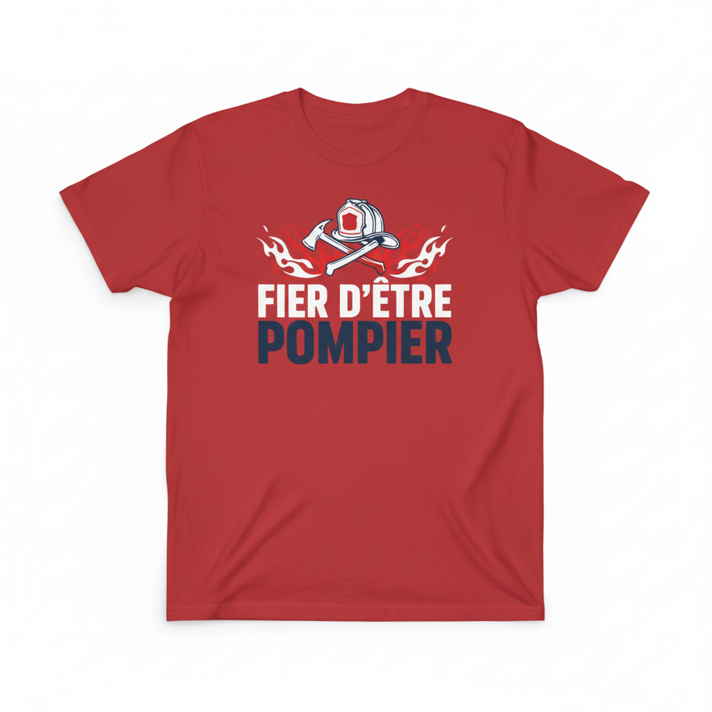 T-shirt Pompier Fier d'être Pompier — Cadeau Héros du Feu | Vdpcréations